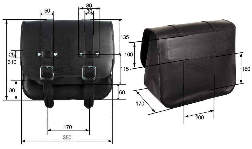 Satteltasche "Vegas" 17 Liter Komplettset passend für HD Dyna - links