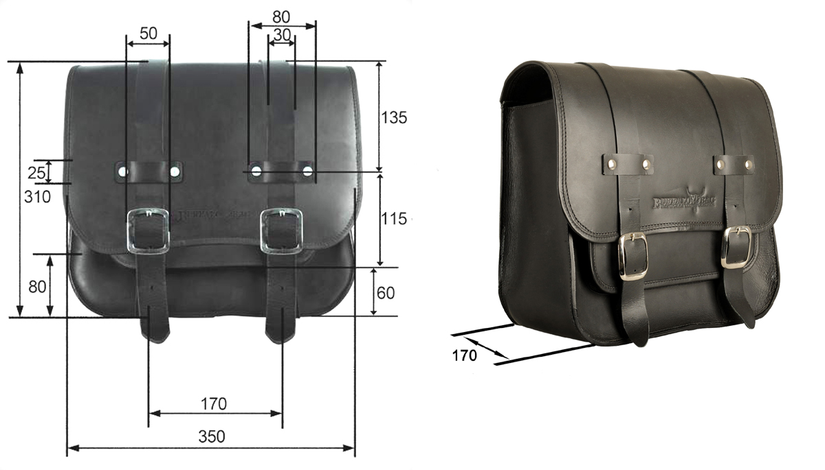 Saddlebag "Vegas" 17 litres with bracket 235 mm suitable for HD Softail+Cruiser - left or right