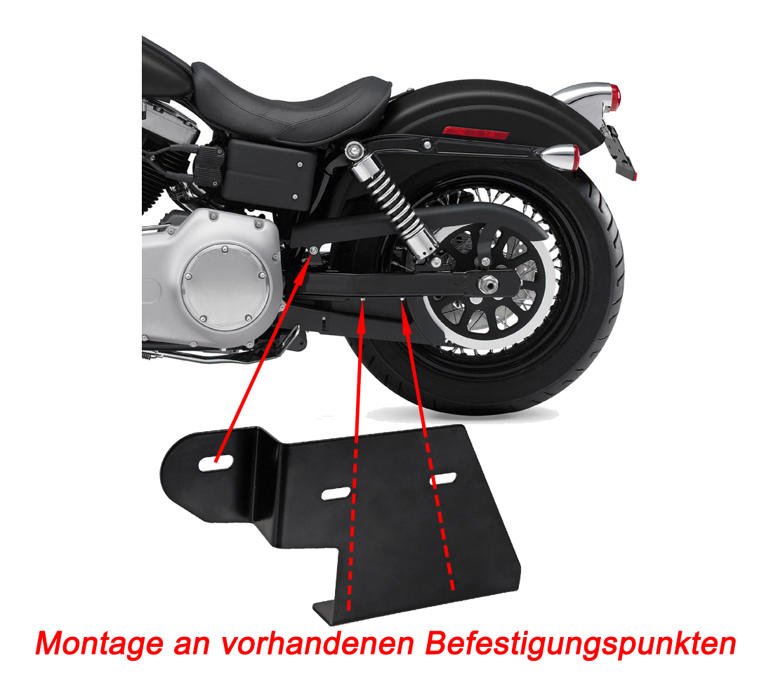 Schwarze Satteltaschen-Halterung für Harley Sportster XL Dyna Fat Bob